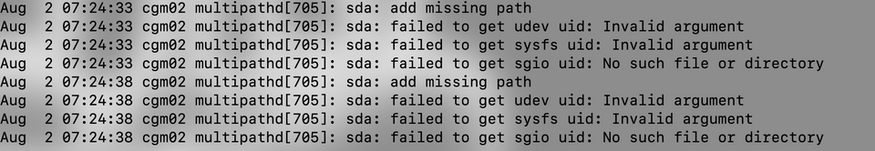 multipathd errors in /var/log/syslog